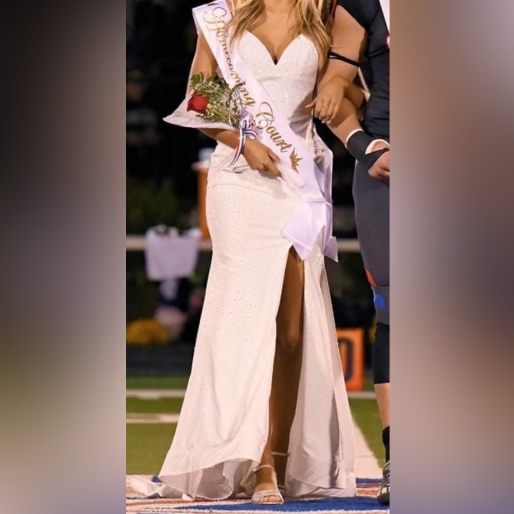 Sherri Hill prom dress size 2, tailored to fit 5’3”. White, jeweled, stunning!